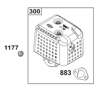 Exhaust Group Diagram and Parts List for 10U232-0023-J1 100000 - 19Z999 Briggs and Stratton Engine